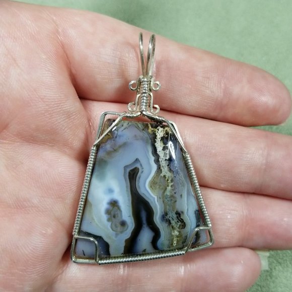 Custom KB Family Collection Jewelry - Wire wrapped Brazilian Agate Pendate